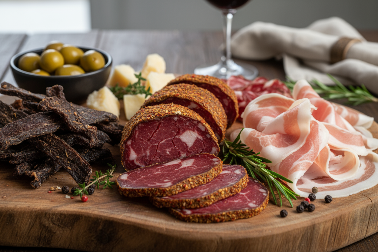 dry charcuterie as basturma, bondiola and charqui